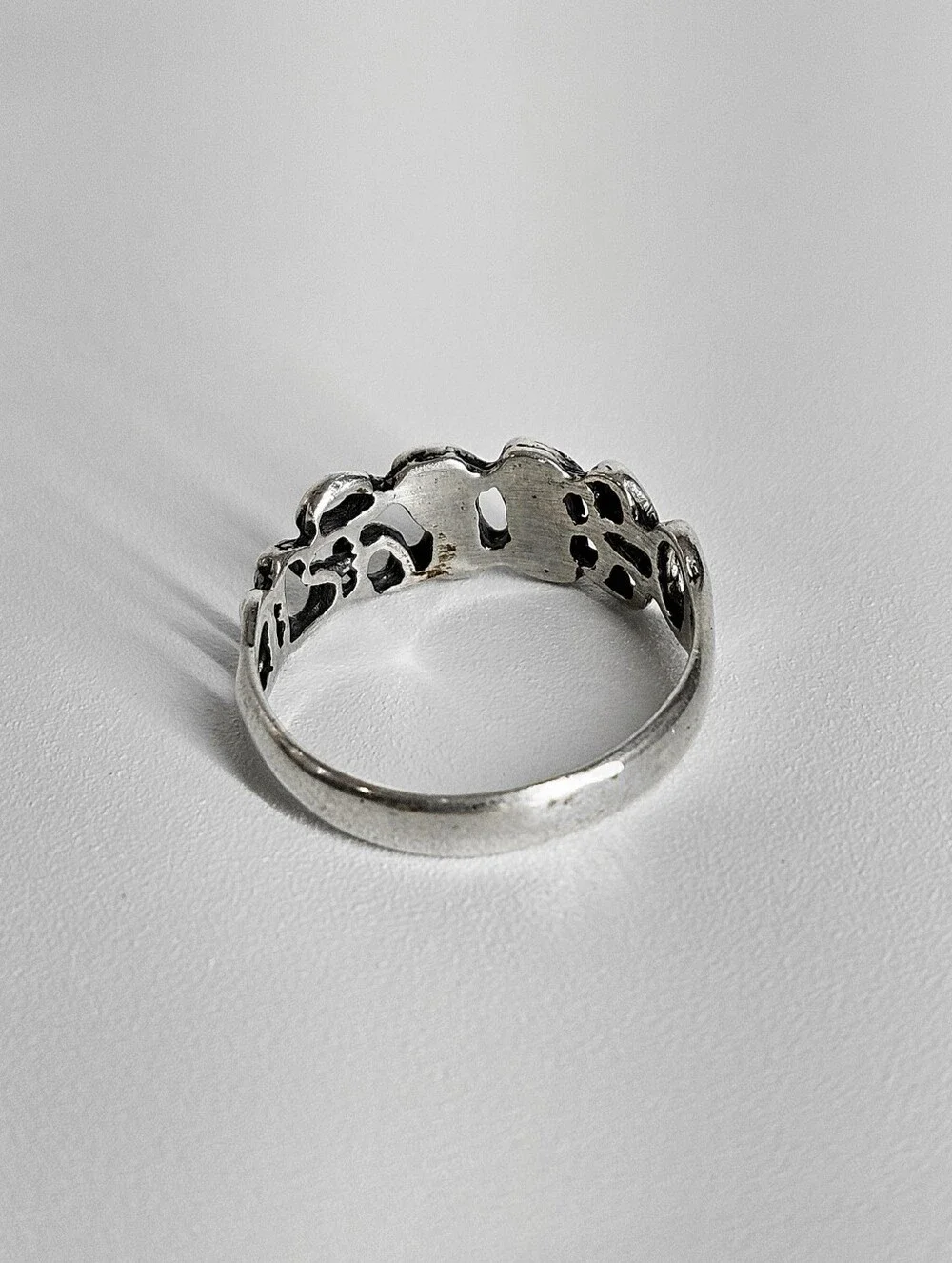 Silver 925 Size 6 Ring Abstract Vintage Turquoise Band Hand Crafted Southwestern